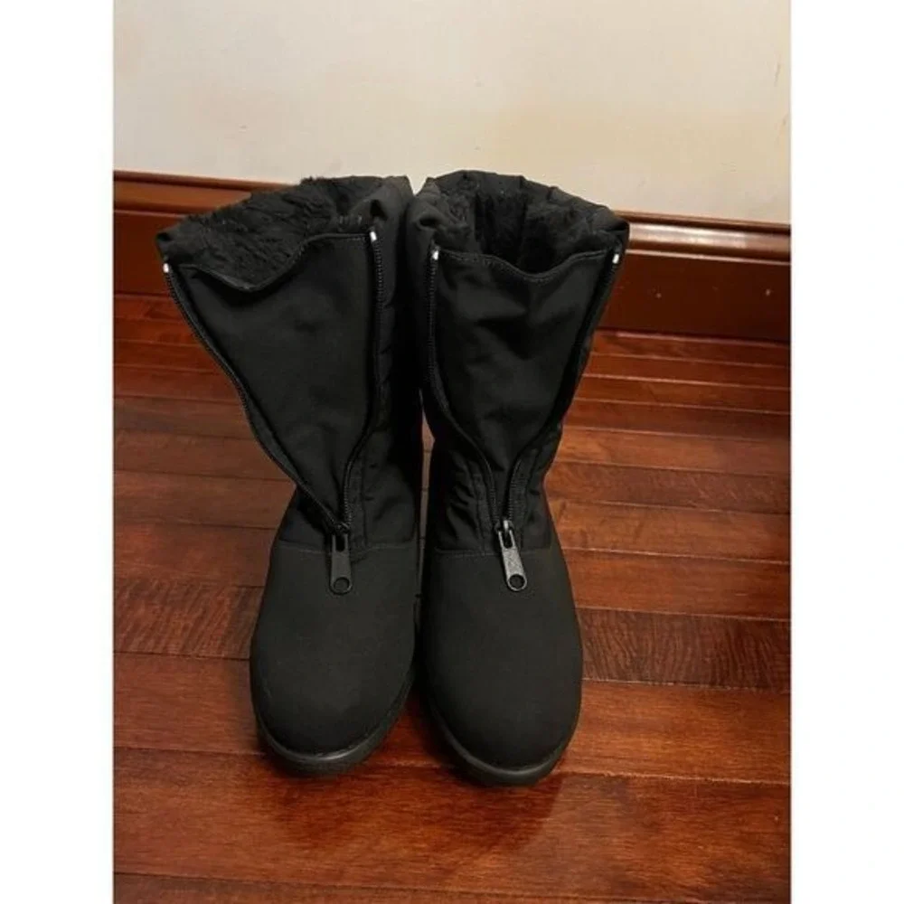 TOE WARMERS ABOUTOWN BLACK INSULATED ZIP‎ UP WINTER Snow Boots  9.5 Wide